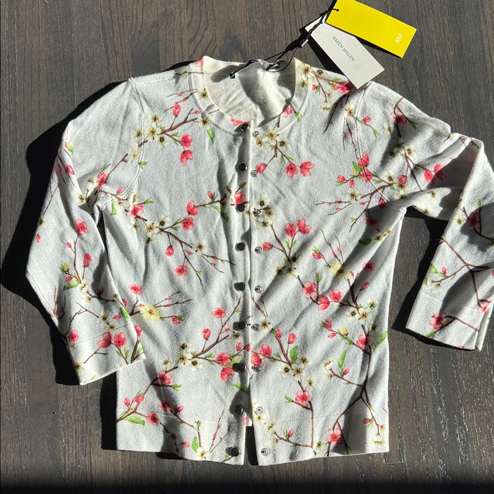 Karen Millen Floral Knit Top with Pink and Yellow NWT